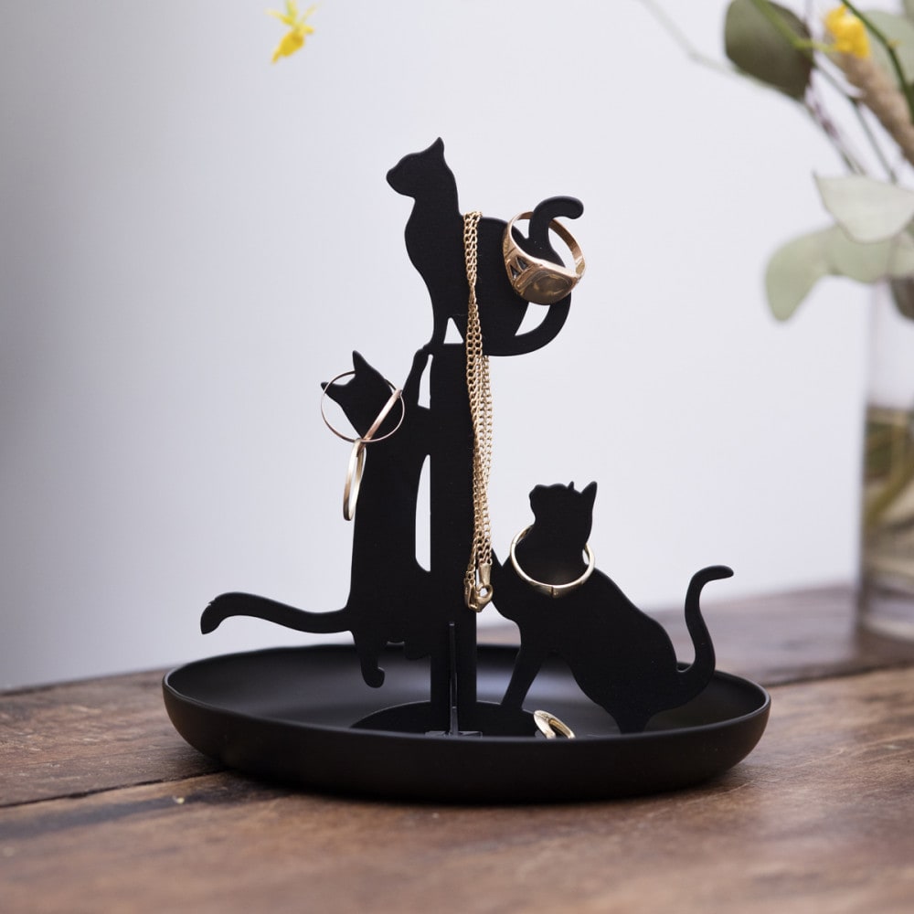 Arbre à bijoux chats noir en métal noir - Maisons du Monde