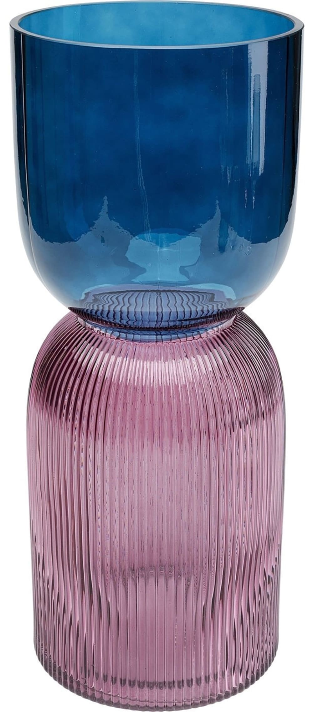 Vase en verre bleu et rose H40