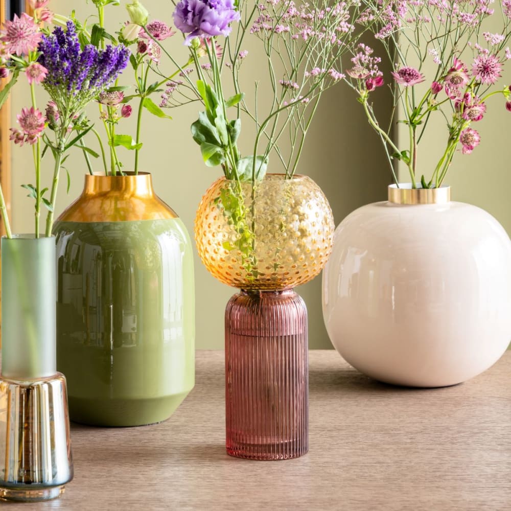 Vase en verre jaune et rose h31 - Maisons du Monde