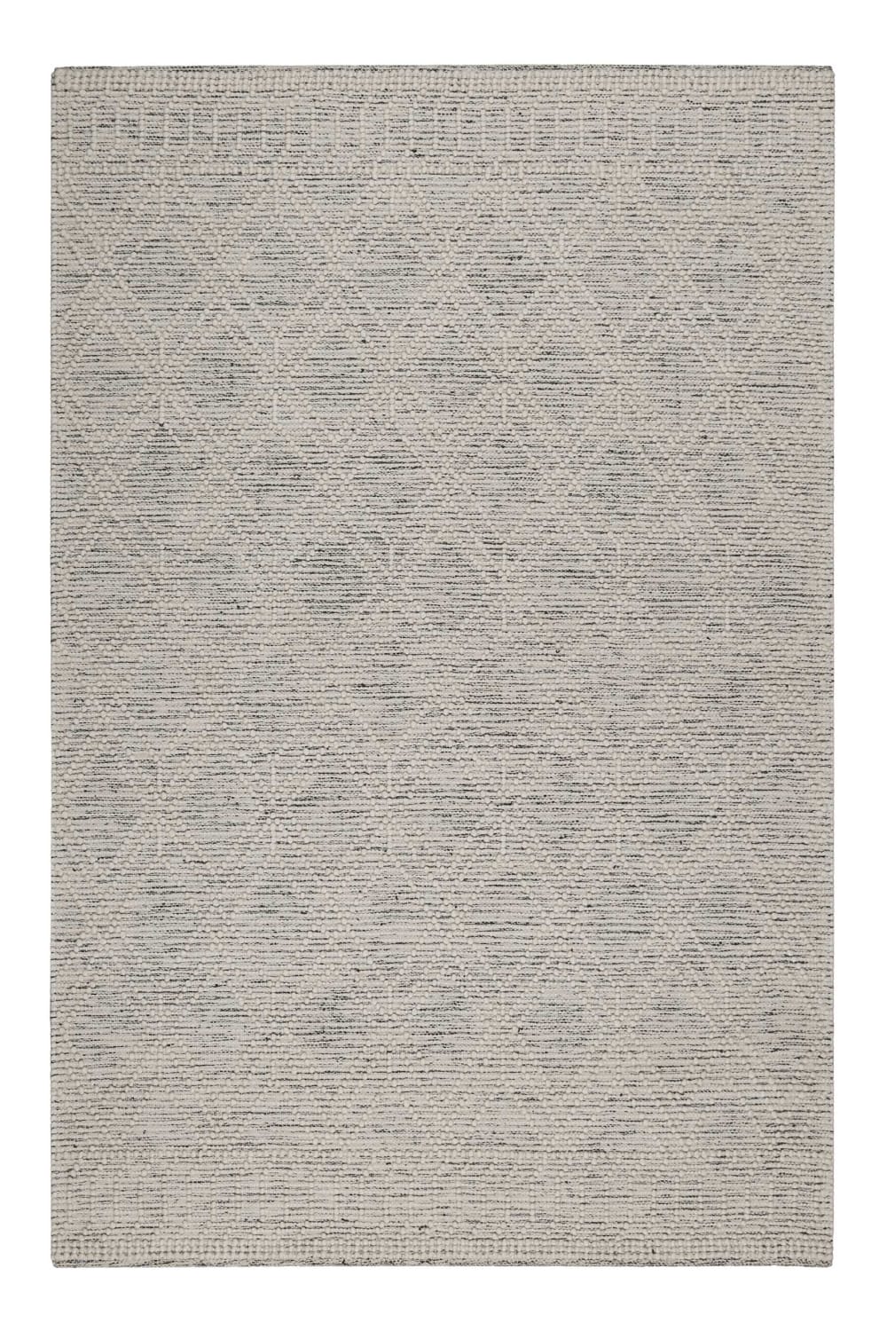 Tapis tissé main pure laine et coton mélangé gris et blanc 200x290