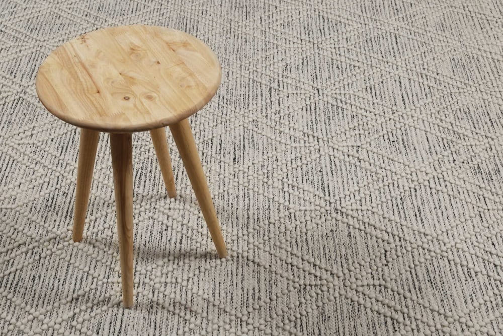 Tapis tissé main pure laine et coton mélangé gris et blanc 80x150 - Maisons du Monde