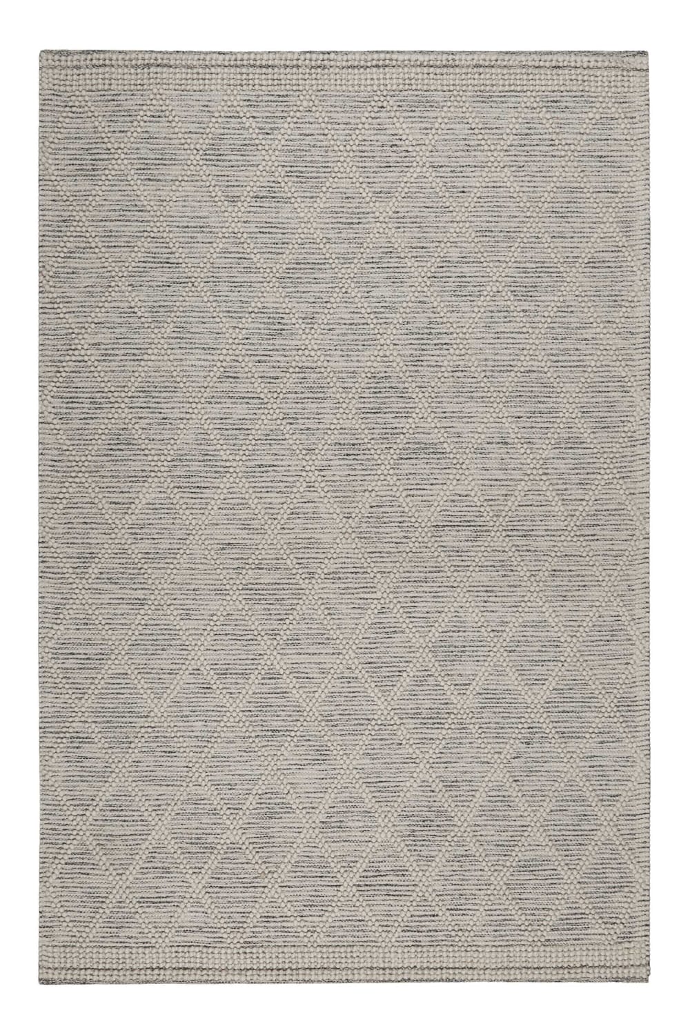 Tapis tissé main pure laine et coton mélangé noir et blanc 200x290