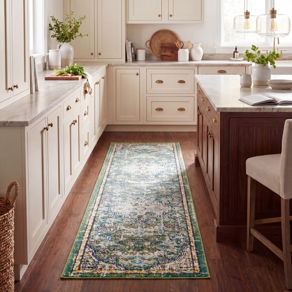 Tapis de transition en polypropylène vert/bleu, 61 x 244 cm — vue 4