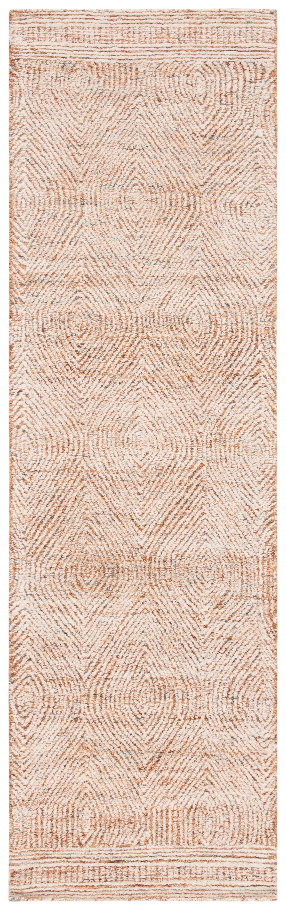 Tapis bohémien en laine blanc/orange, 69 x 183 cm