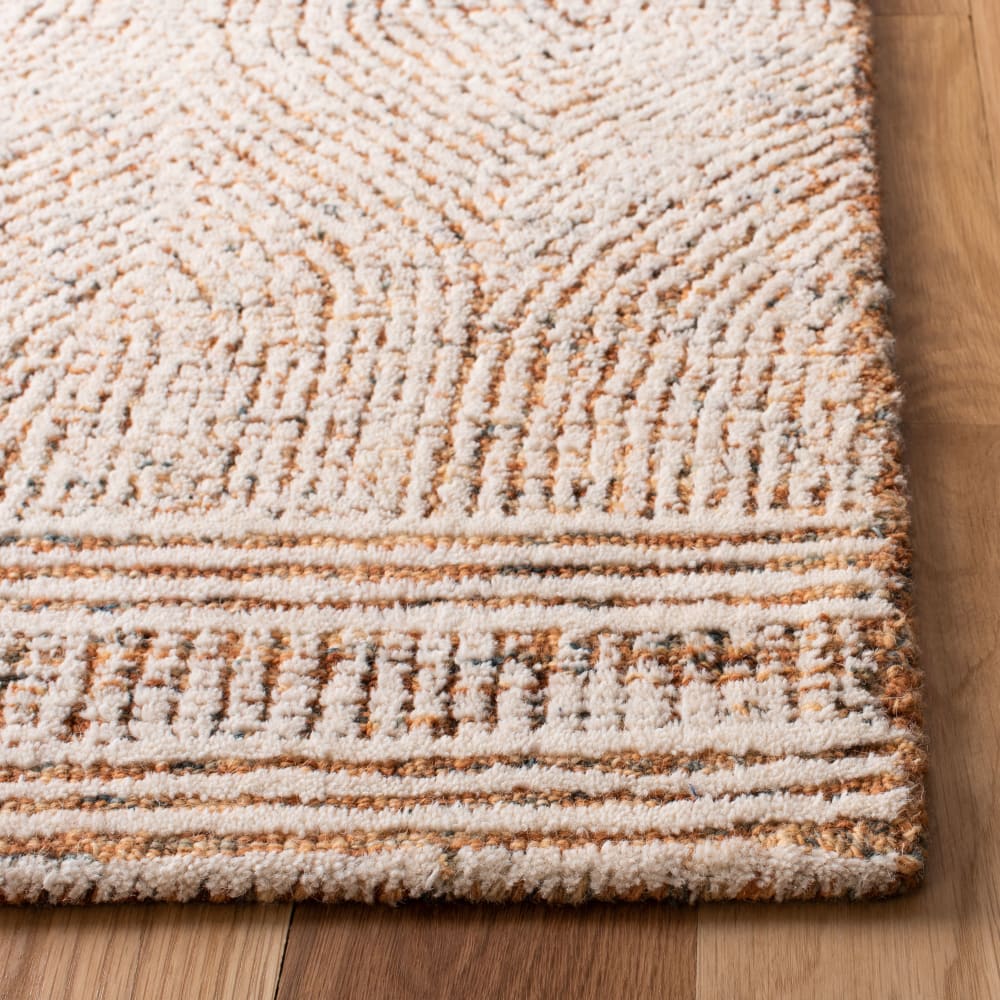 Tapis bohémien en laine blanc/orange, 69 x 183 cm — vue 4