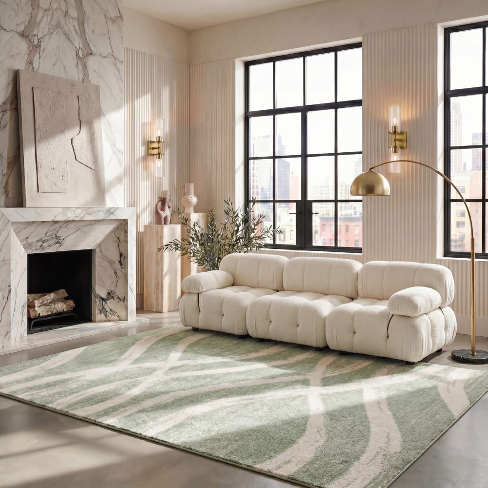 Tapis en polypropylène vert/beige, 122 x 183 cm — vue 3
