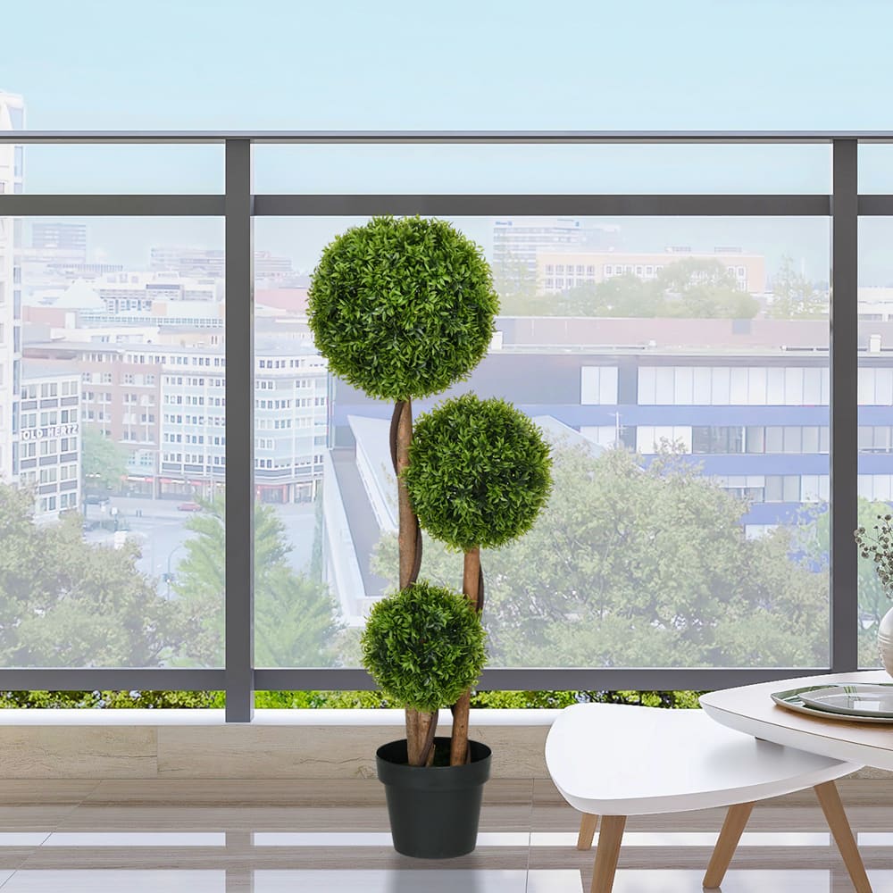 Homcom Kunst-Buchsbaum-Kugel-Topiary, 110cm inkl. Topf Grün Pvc - Polyvinlychlorid