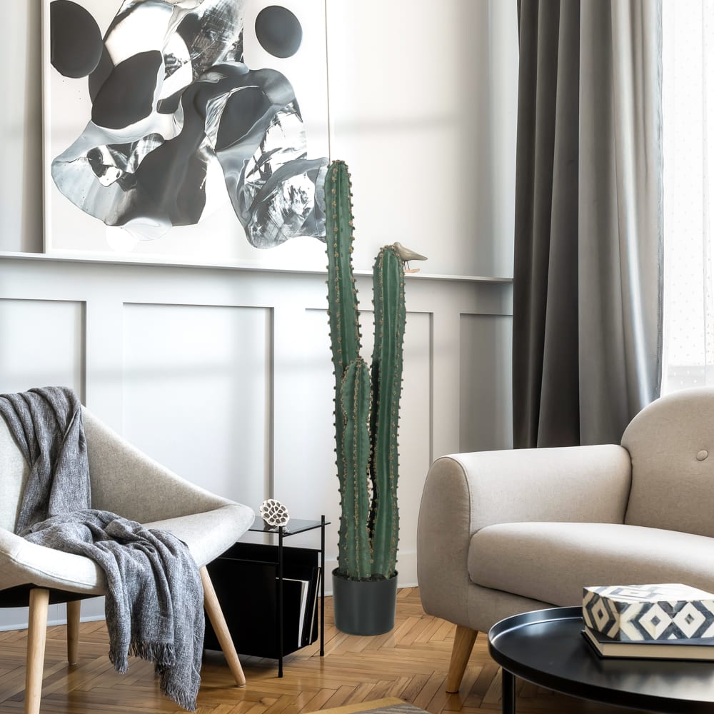 Cactus artificiel grand réalisme taille dim. Ø 18 x 120h cm vert - Maisons du Monde