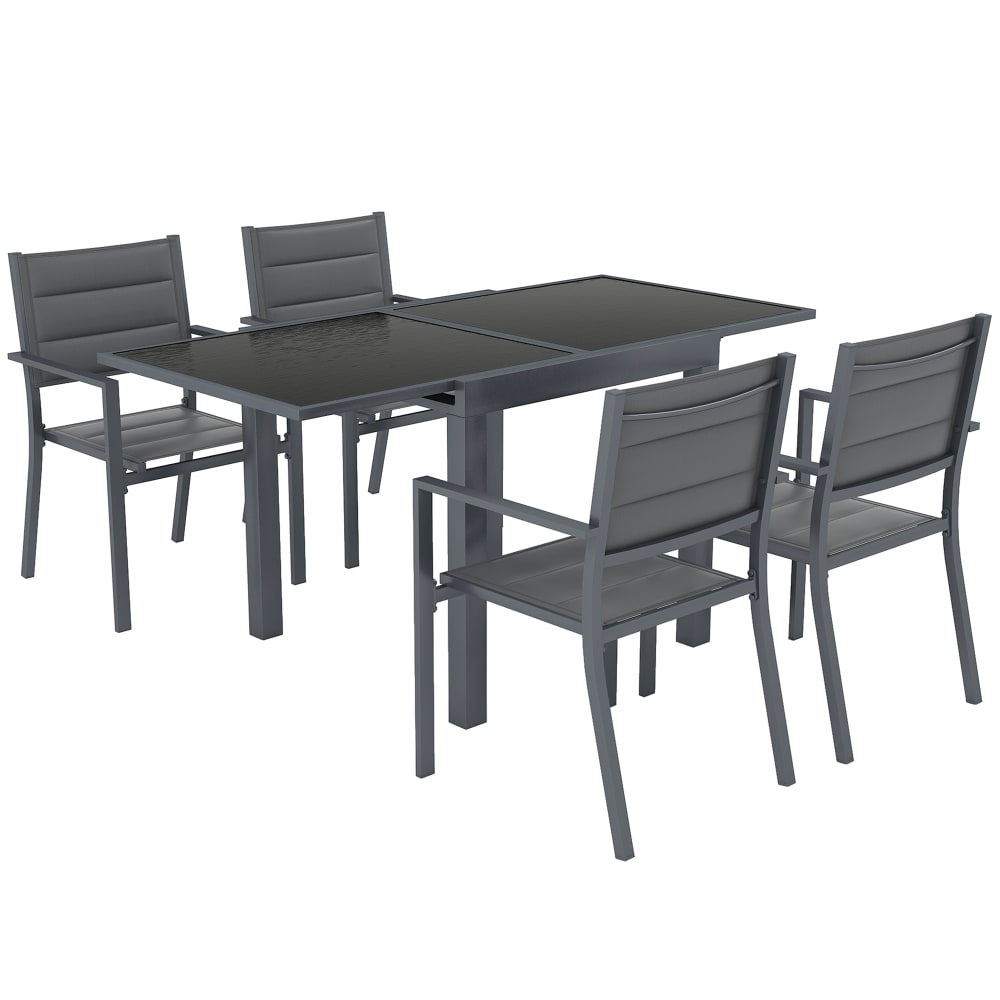 Ensemble de jardin 4 personnes table extensible aluminium antracite