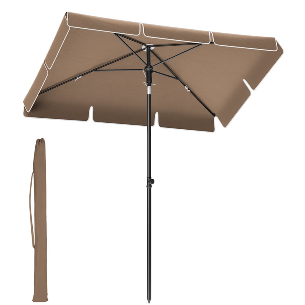 Parasol 200 x 125 cm protection solaire upf 50+ marron noisette