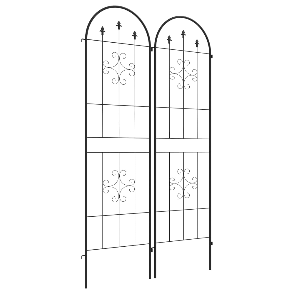 Lot de 2 treillis de jardin support pour plantes grimpantes acier noir — Beyit