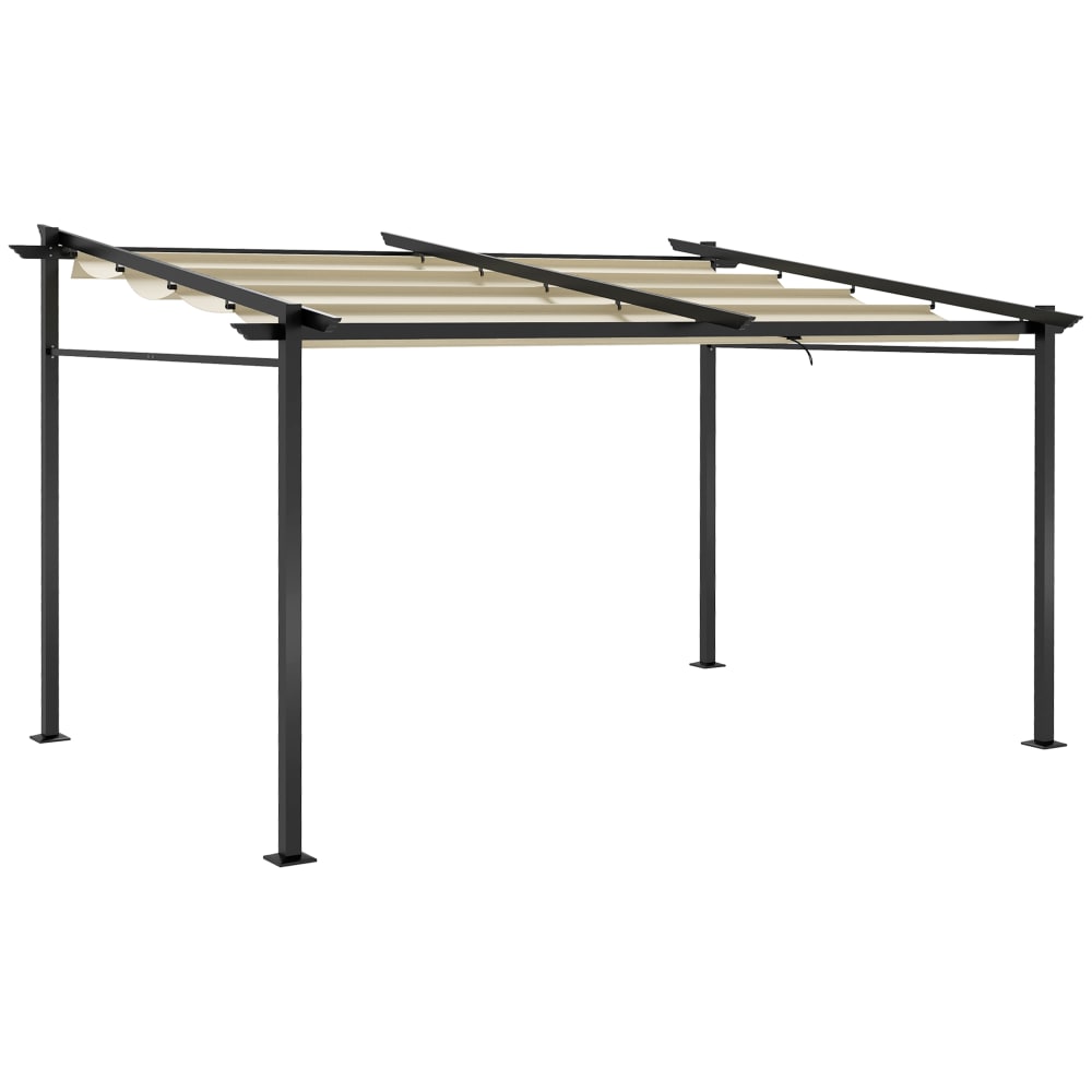 Pergola rétractable 3,97L x 2,95l m aluminium acier polyester beige