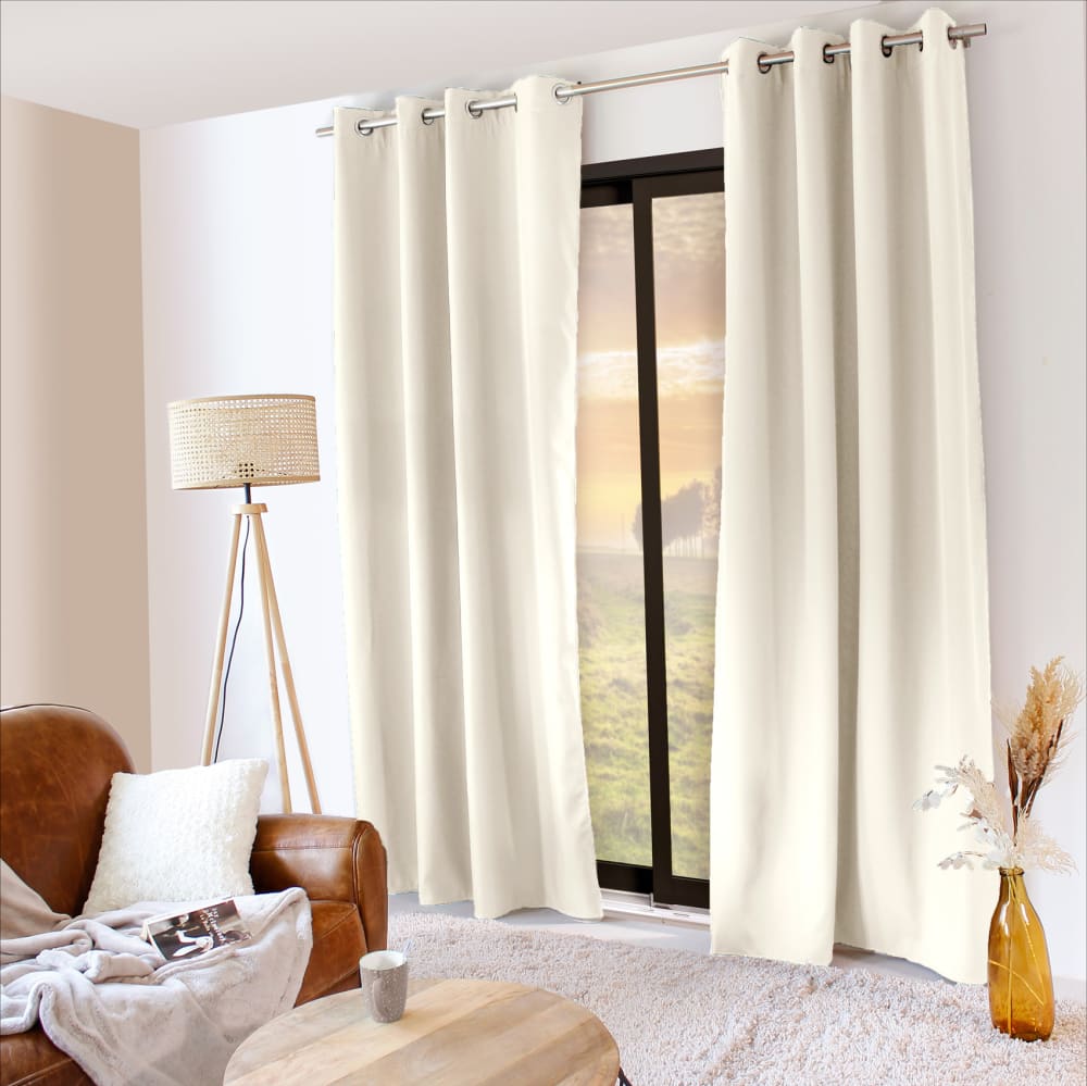 Rideau thermique en microfibre doublée polyester ecru 135x240 cm