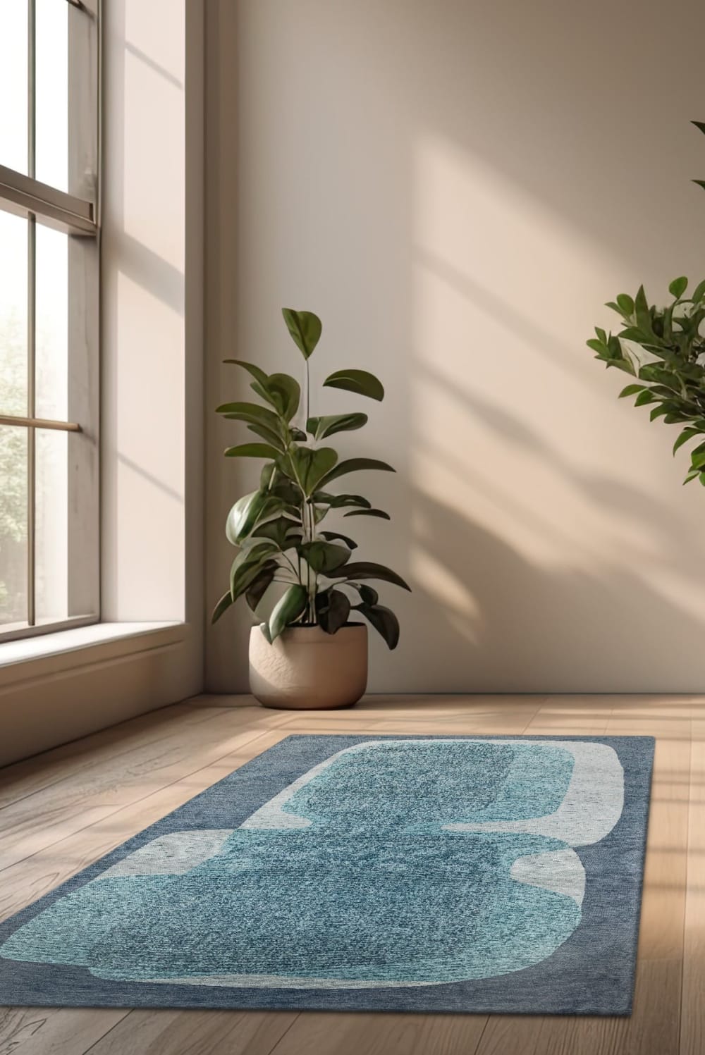 Novatrend Wohnzimmer- und Schlafzimmerteppich modern flachgewebt TOUC TOUC style modern Blau Öko-Tex Zertifikat Pes - Polyester
