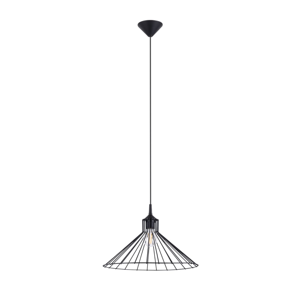 Lampe suspendue acier noir H 86 cm