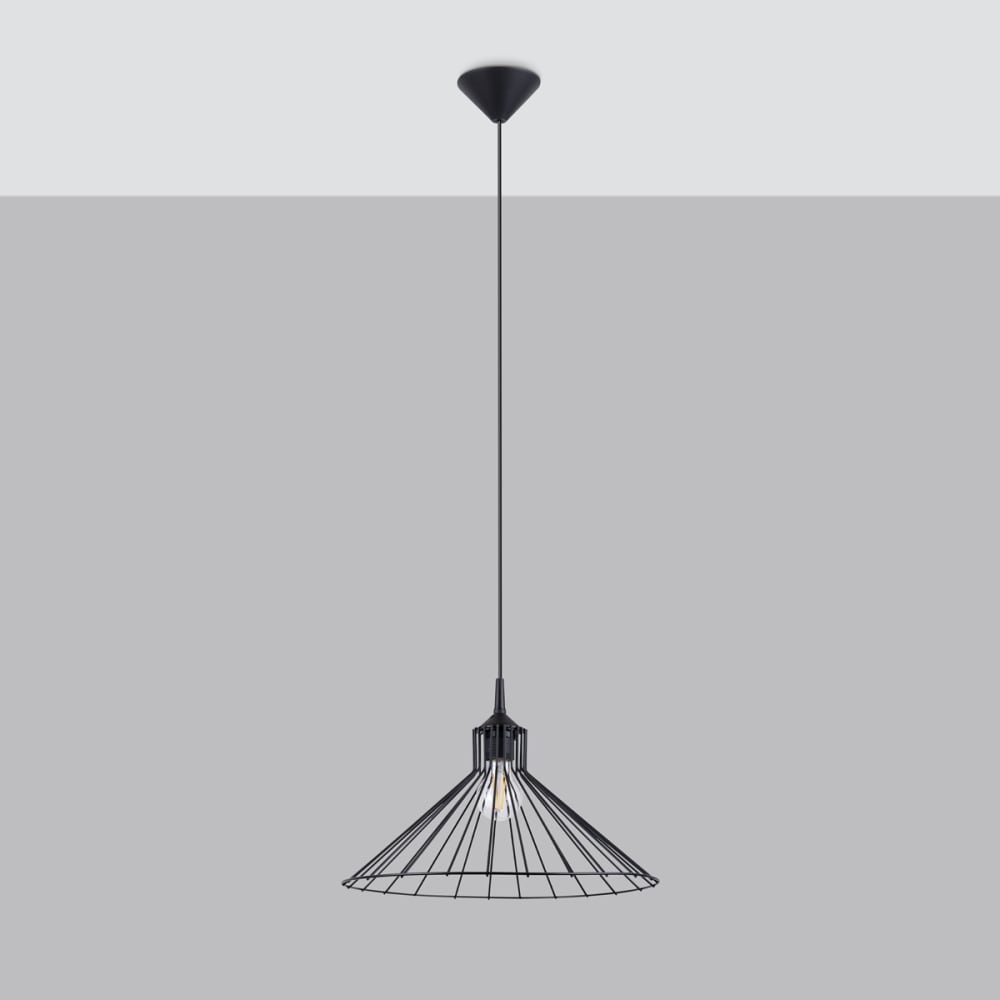 Lampe suspendue acier noir h 86 cm — vue 3