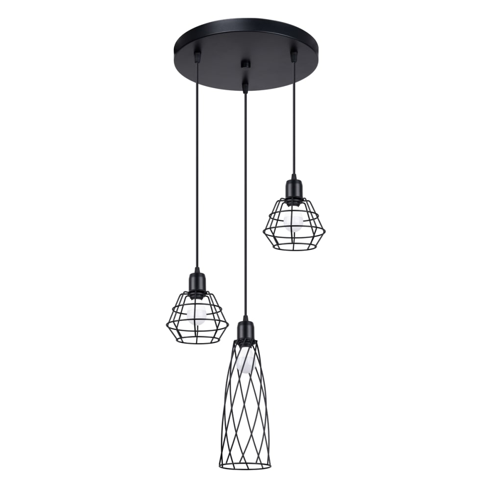 Lampe suspendue acier noir H 120 cm