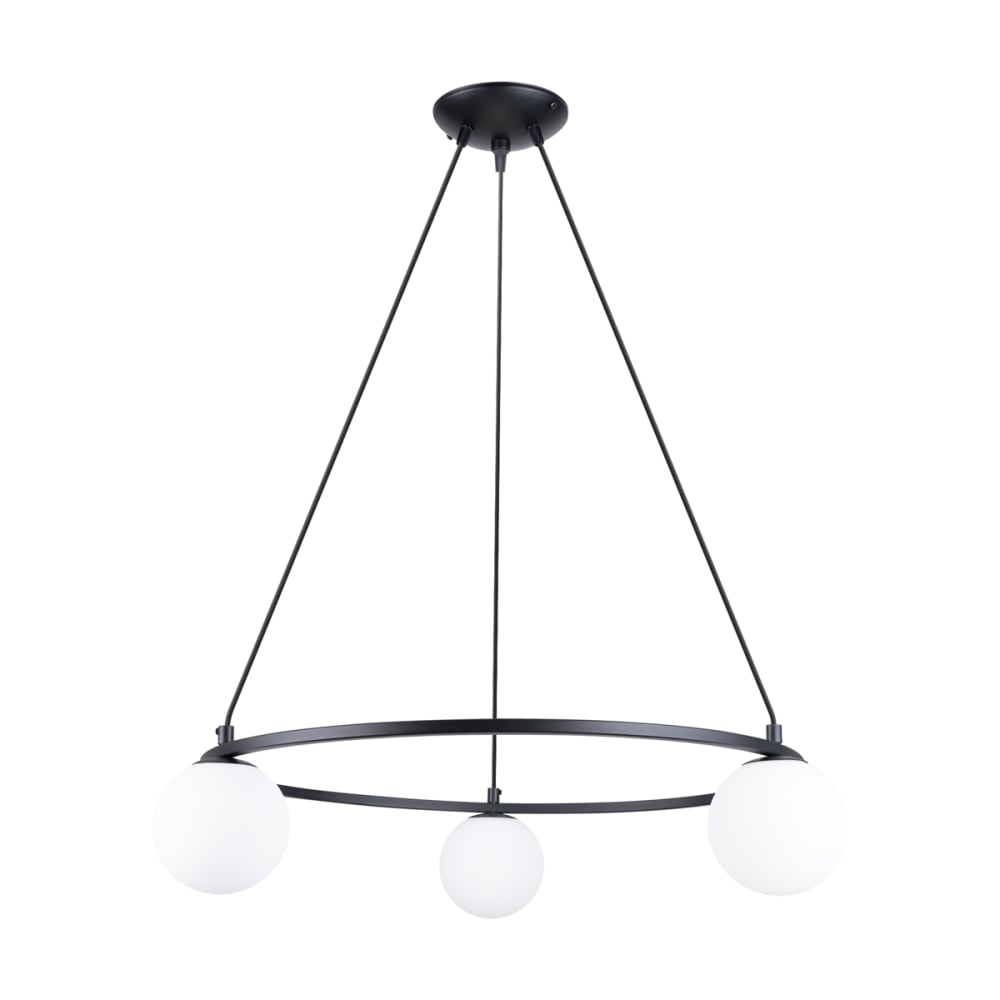Lustre acier/verre noir H 98 cm