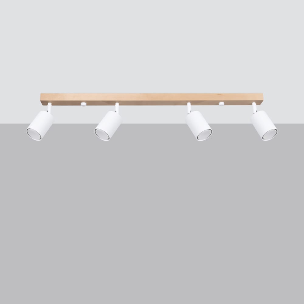 Plafonnier Acier Bois/Blanc GU10 4 Verdo — vue 3