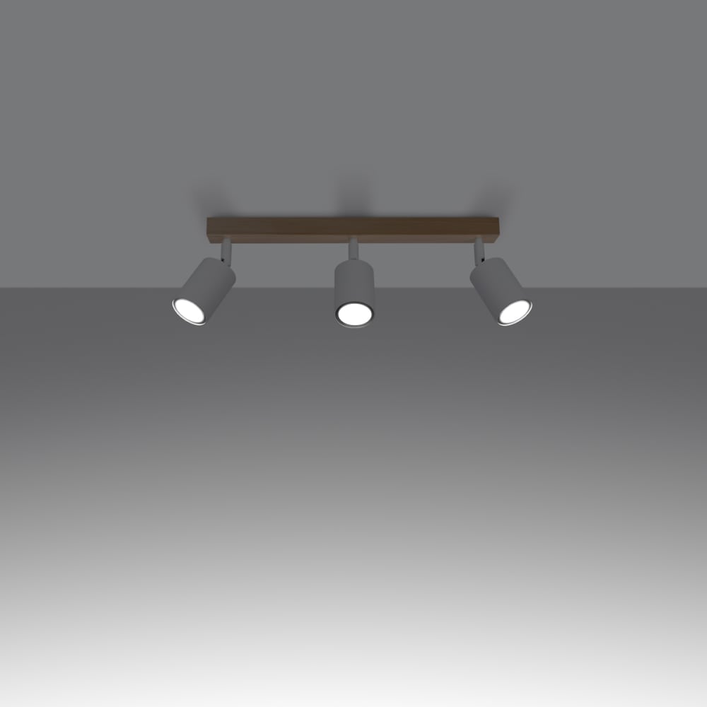 Plafonnier Acier Bois/Blanc GU10 3 Verdo Line — vue 4