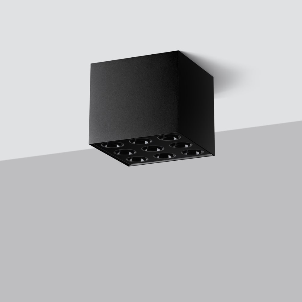 Plafonnier Aluminium Noir LED 9 Ozzy — vue 3
