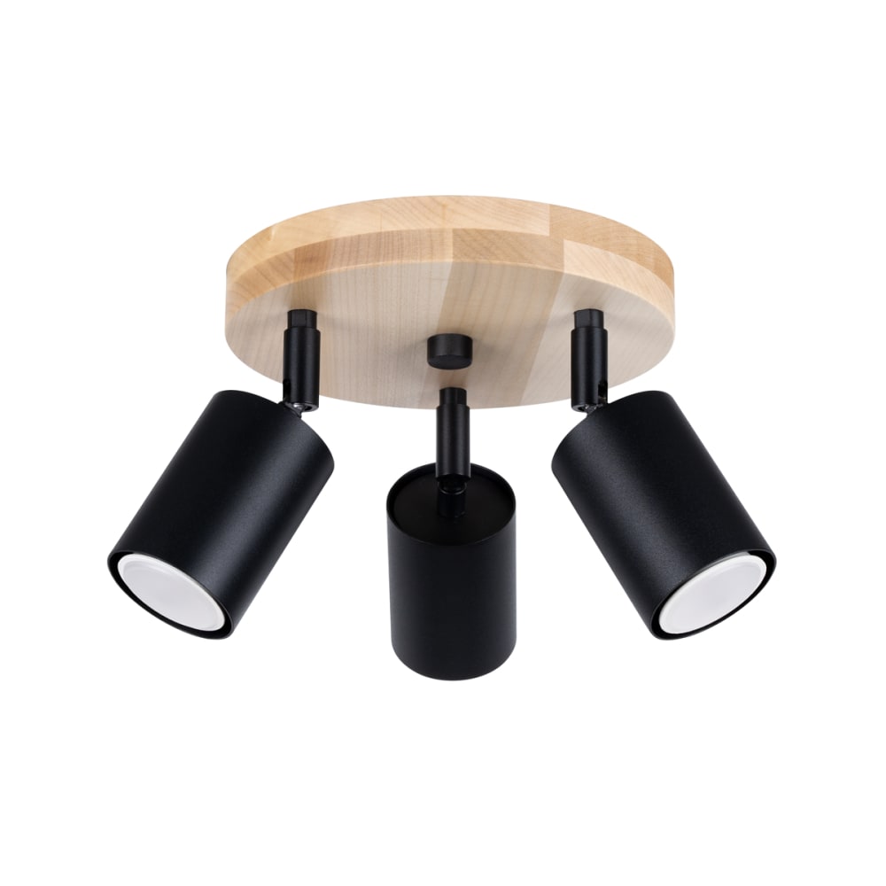 Plafonnier acier/bois H 12 cm