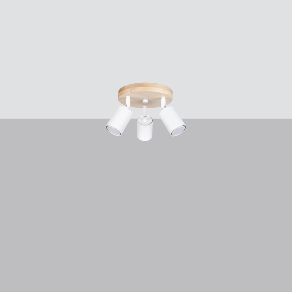 Plafonnier Acier Bois/Blanc GU10 3 Verdo — vue 3