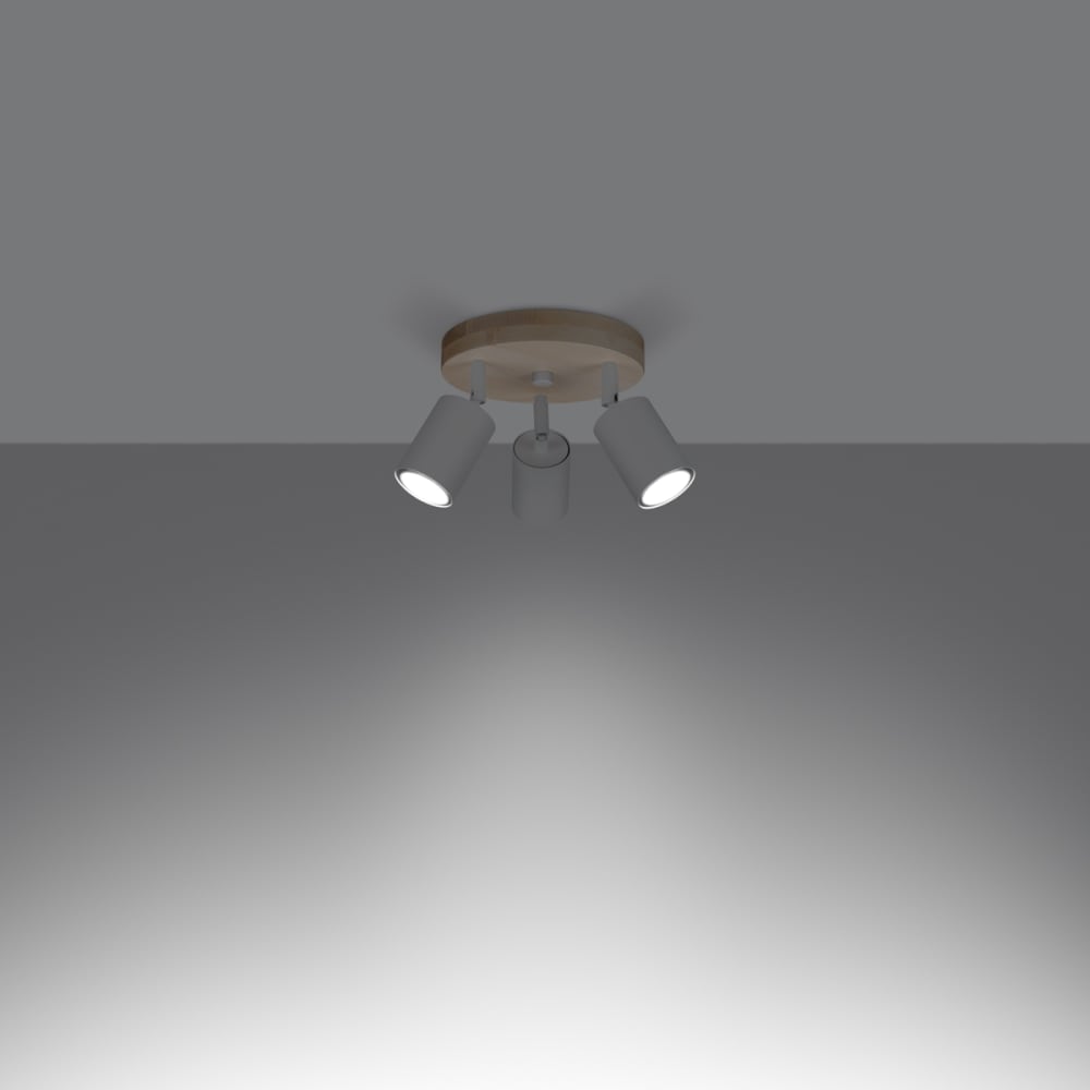 Plafonnier Acier Bois/Blanc GU10 3 Verdo — vue 4