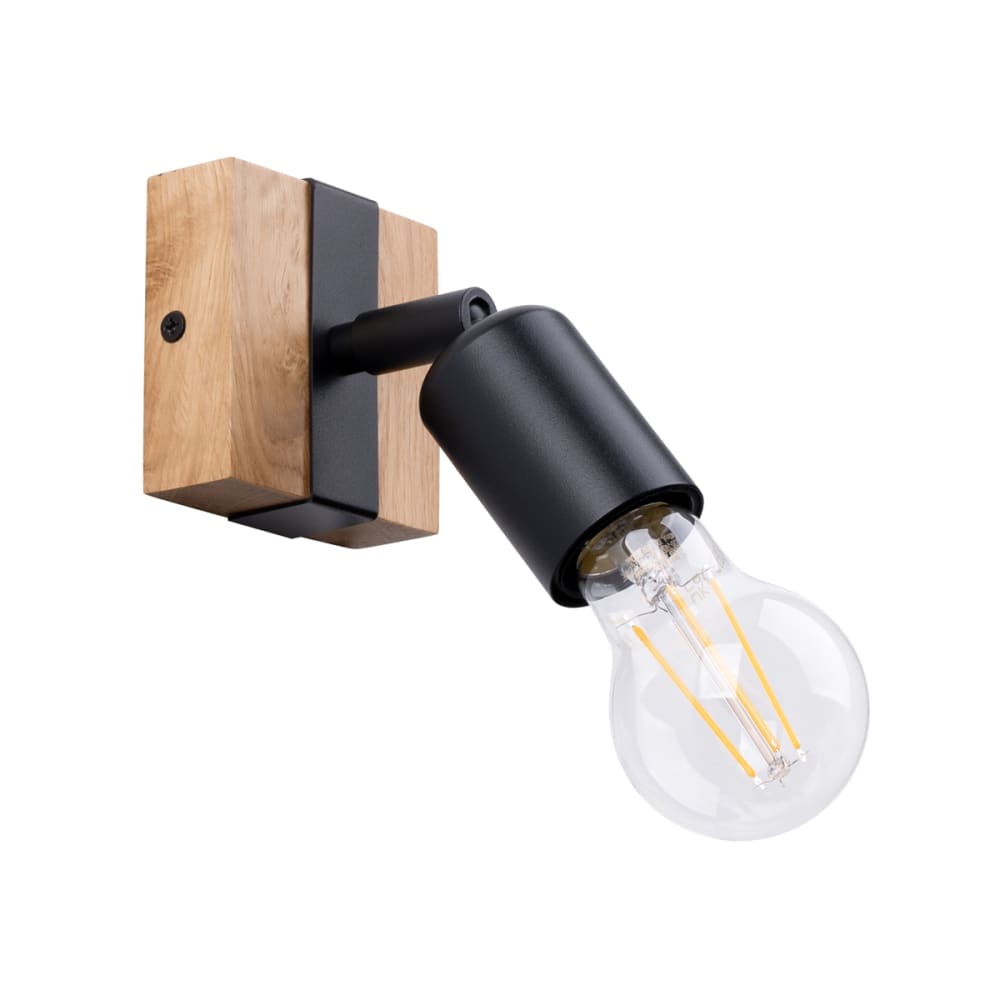 Sollux Lighting Applique Acier Bois/Noir E27 1 Zuca style classique chic Marron Acier
