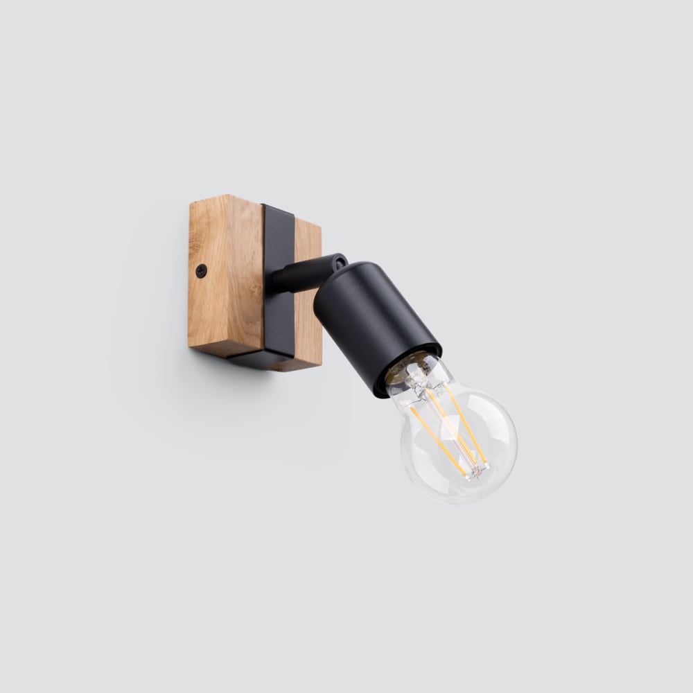 Applique Acier Bois/Noir E27 1 Zuca - Maisons du Monde