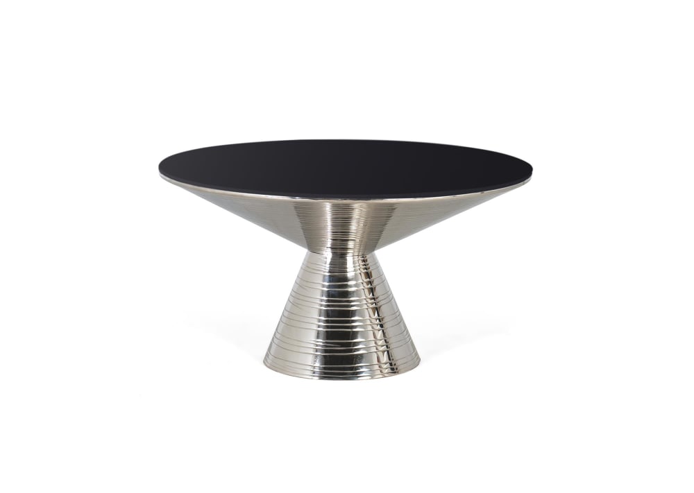 Table basse verre trempé et base métallique 40x76 cm