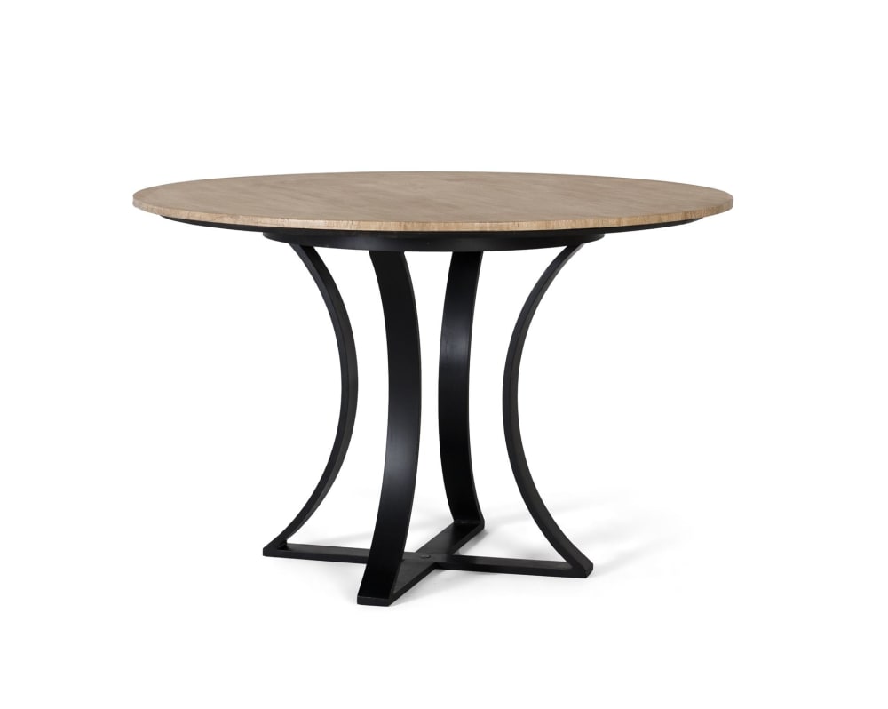 Table à manger marbre travertin et base métal 120cm