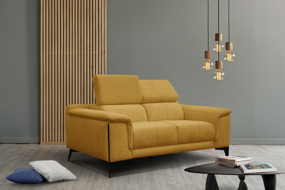 Sofa 2-Sitzer mit verstellbare Kopfstützen, gelb - Maisons Du