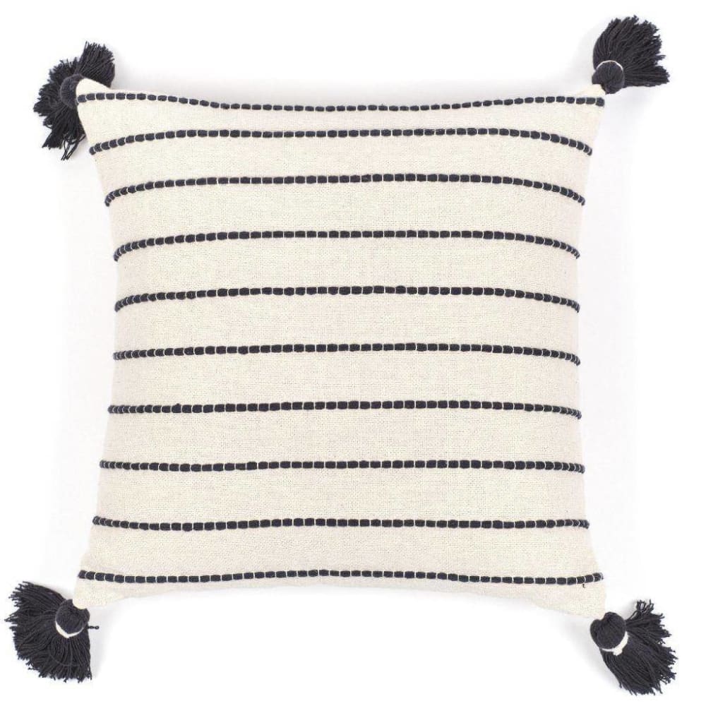 Today Dekokissen mit Pompons aus Baumwolle, 45 x 45 cm, schwarz-weiß - Baumwolle