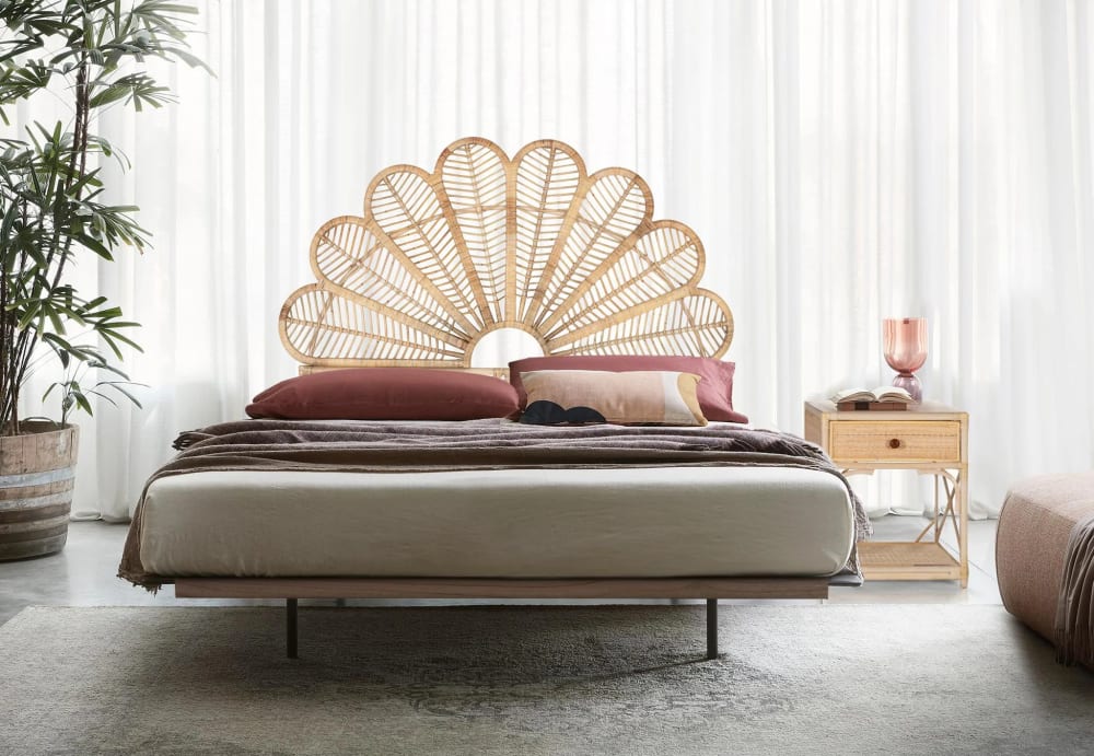 Handgefertigtes Kopfteil aus natürlichem Rattan 200 cm - Maisons