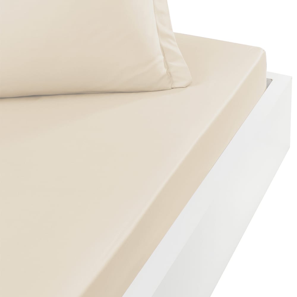 Drap housse satin coton-tencel 200f bonnet 30 cm Sable 80x200 cm