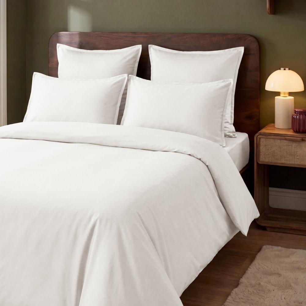 Drap housse satin coton-tencel 200f bonnet 30 cm blanc 140x200 cm - Maisons du Monde