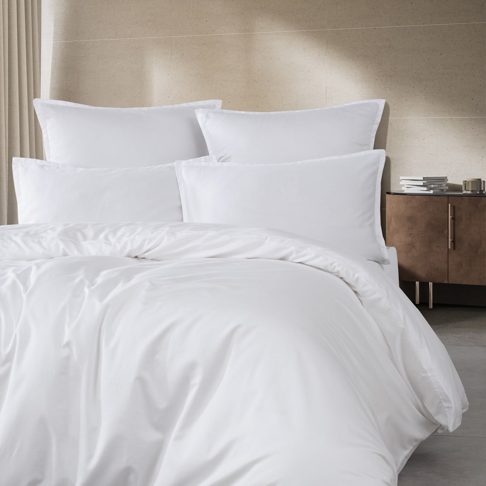 Housse de couette satin coton-tencel 200 fils blanc 240x220 cm — vue 3