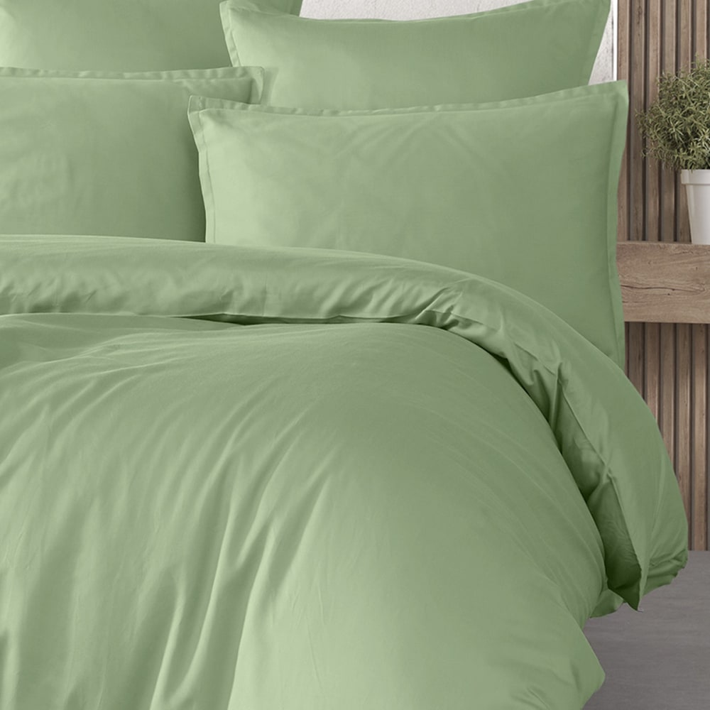 Housse de couette satin coton-tencel 200 fils sauge 260x240 cm — vue 3