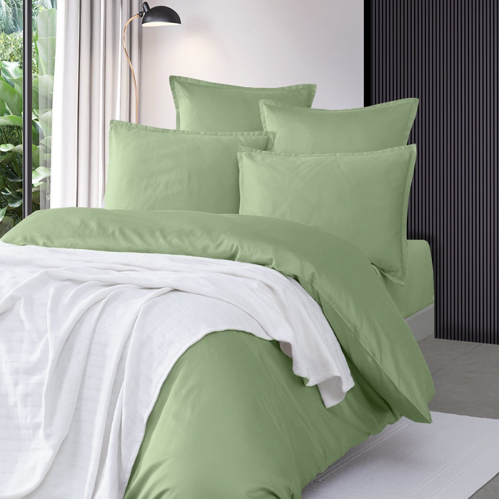 Housse de couette satin coton-tencel 200 fils sauge 240x220 cm — vue 4
