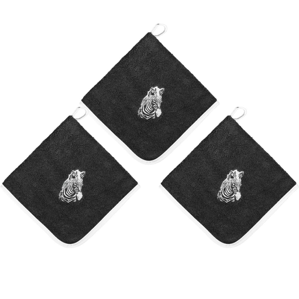 Llot de 3 torchons carrés en éponge coton anthracite  50x50 cm
