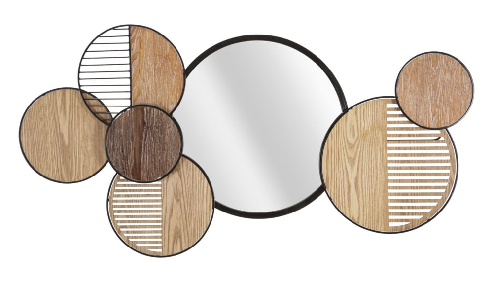 Miroir mural en métal et bois marron et noir cm 123,2x4,4x63,5