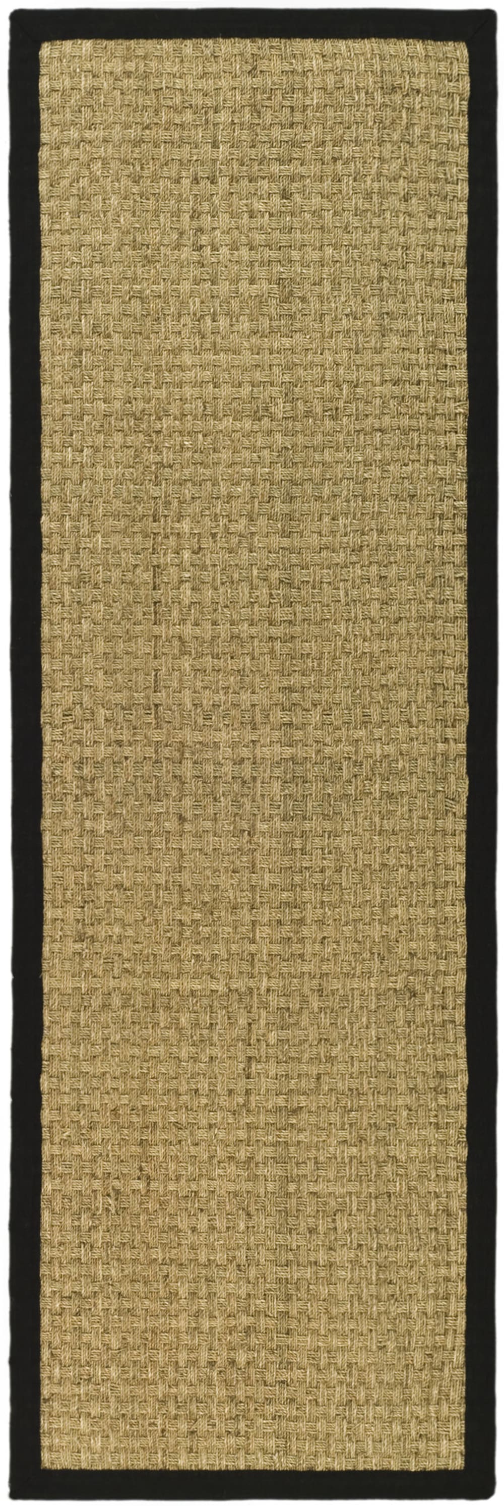 Tapis fibre naturelle en herbiers marins beige/noir, 76 x 183 cm
