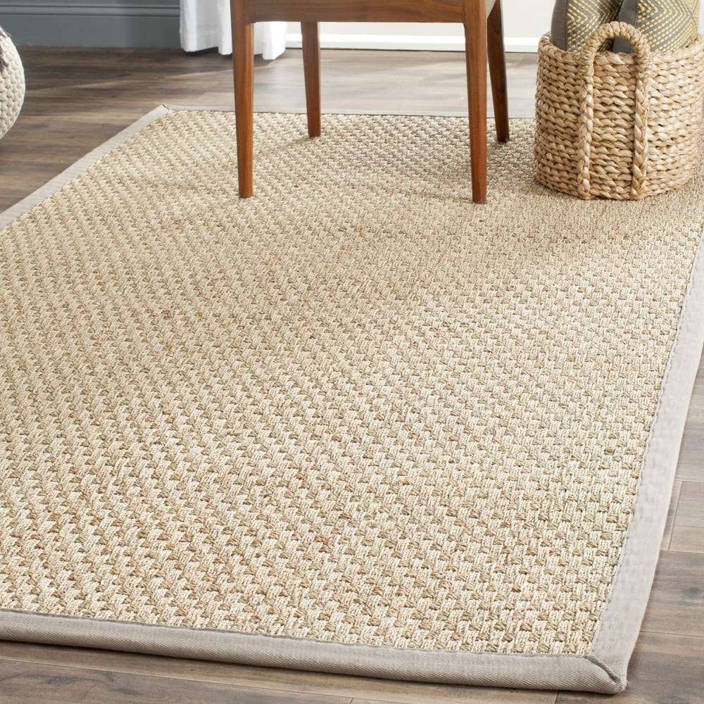 Tapis fibre naturelle en herbiers marins beige/gris, 91 x 152 cm — vue 3