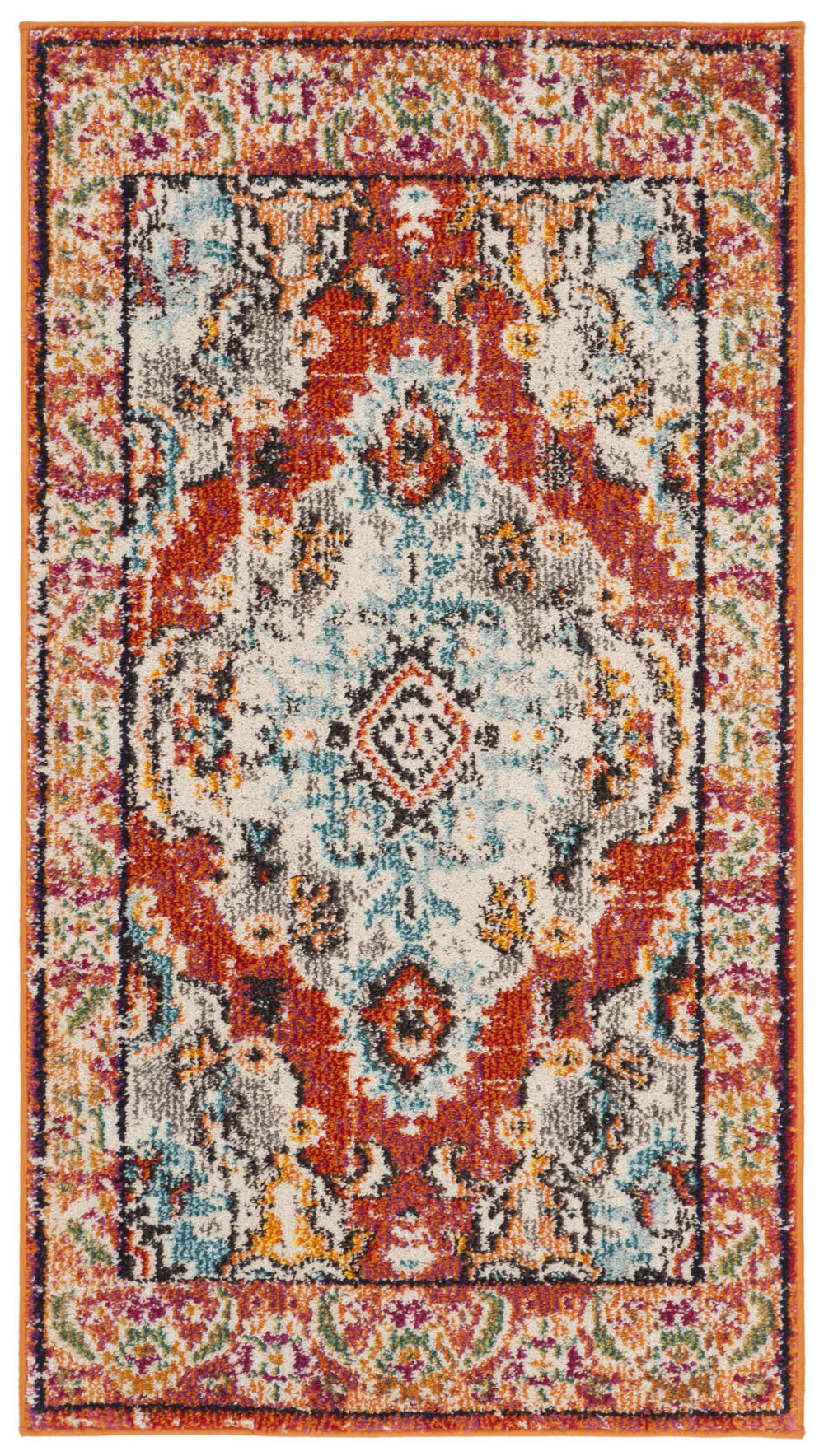Tapis traditionnel en polypropylène orange/bleu, 61 x 91 cm