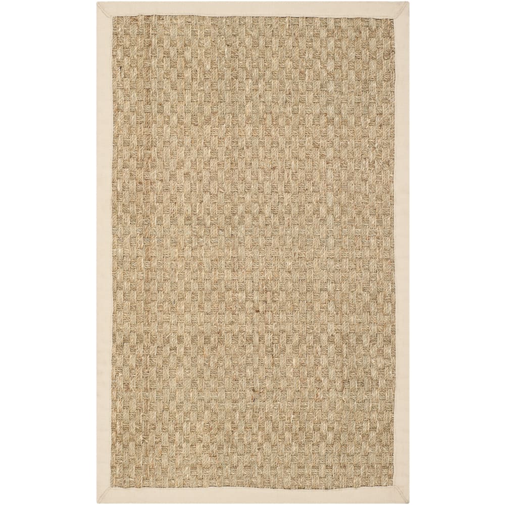 Tapis fibre naturelle en herbiers marins beige, 61 x 91 cm