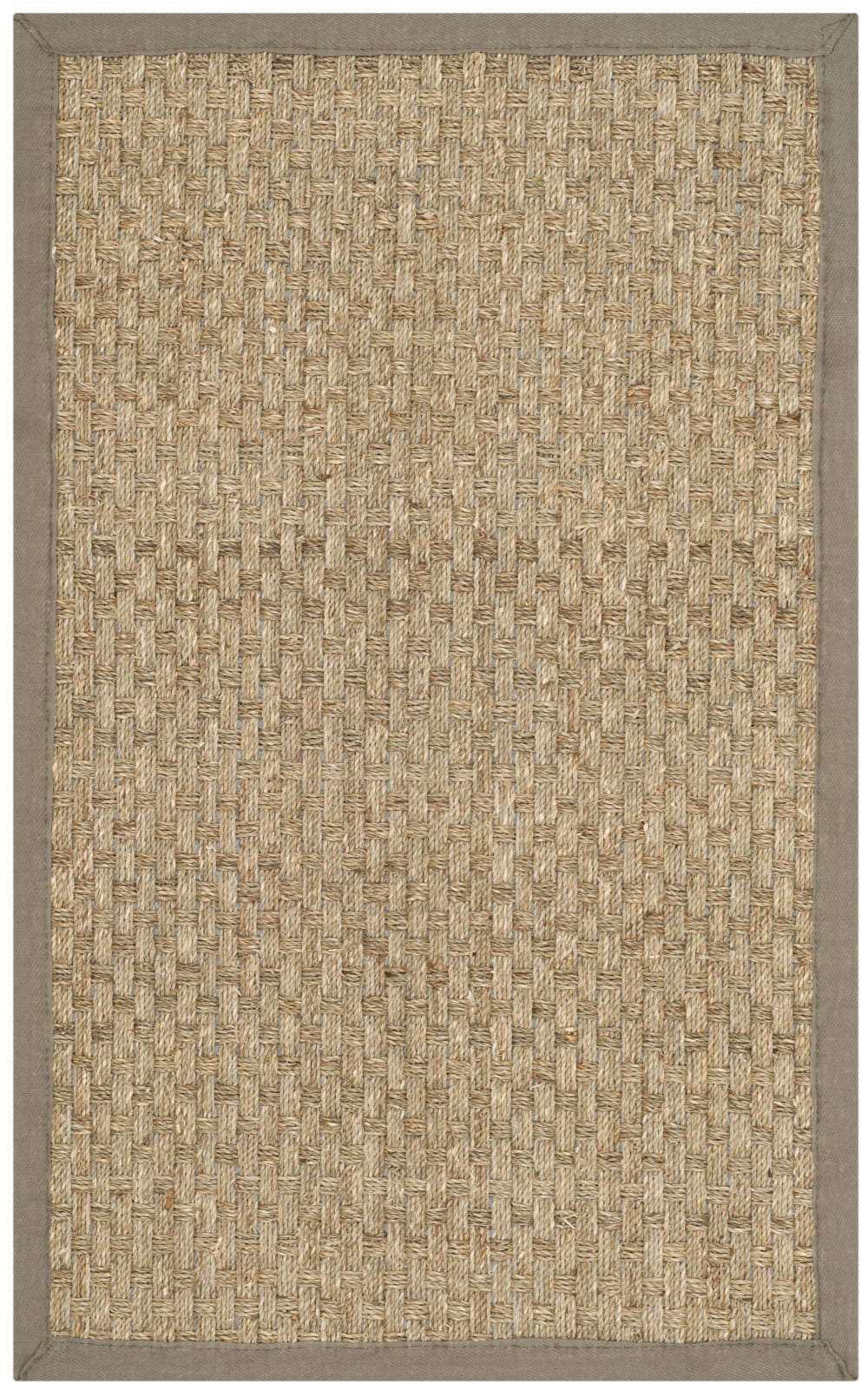 Safavieh Tapis fibre naturelle en herbiers marins beige/gris, 76 x 122 cm style campagne - Jonc De Mer