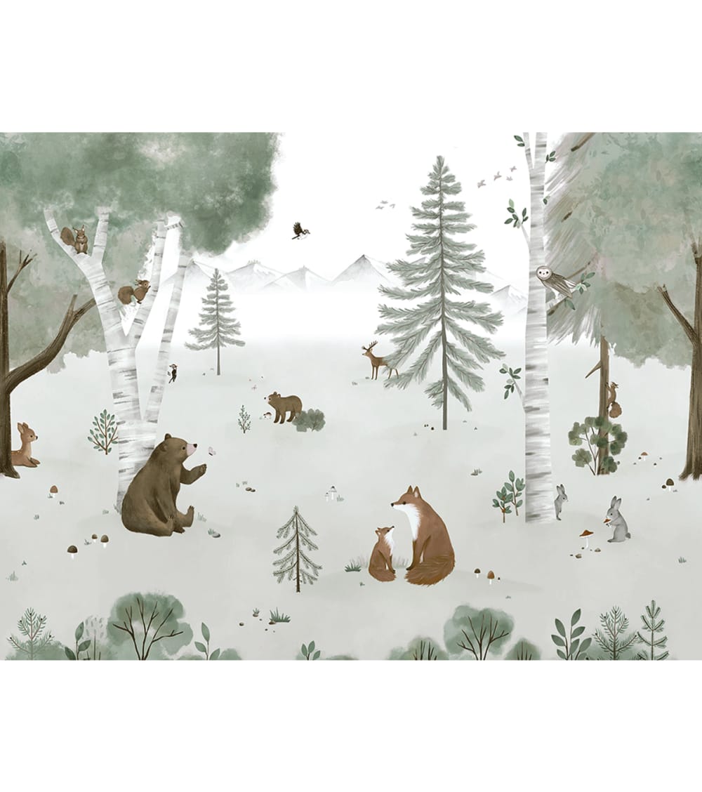 papier peint panoramique forêt, bleu, 4m x 3m (Lilipinso) - Image 2