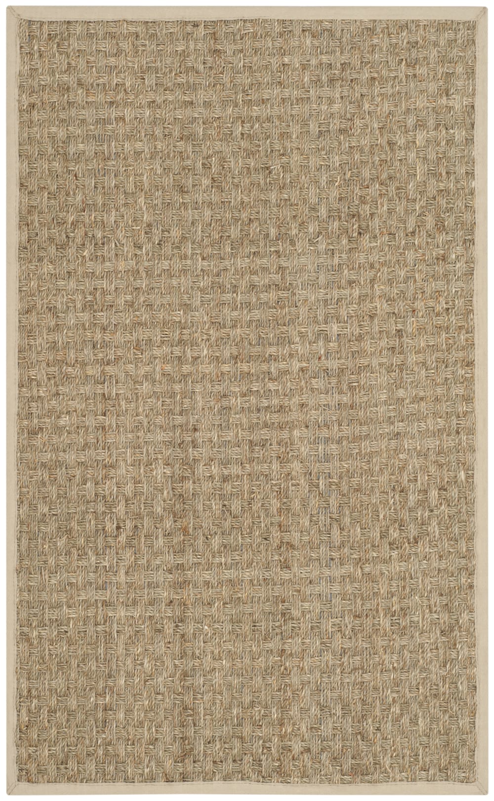 Tapis fibre naturelle en herbiers marins beige/blanc, 76 x 122 cm