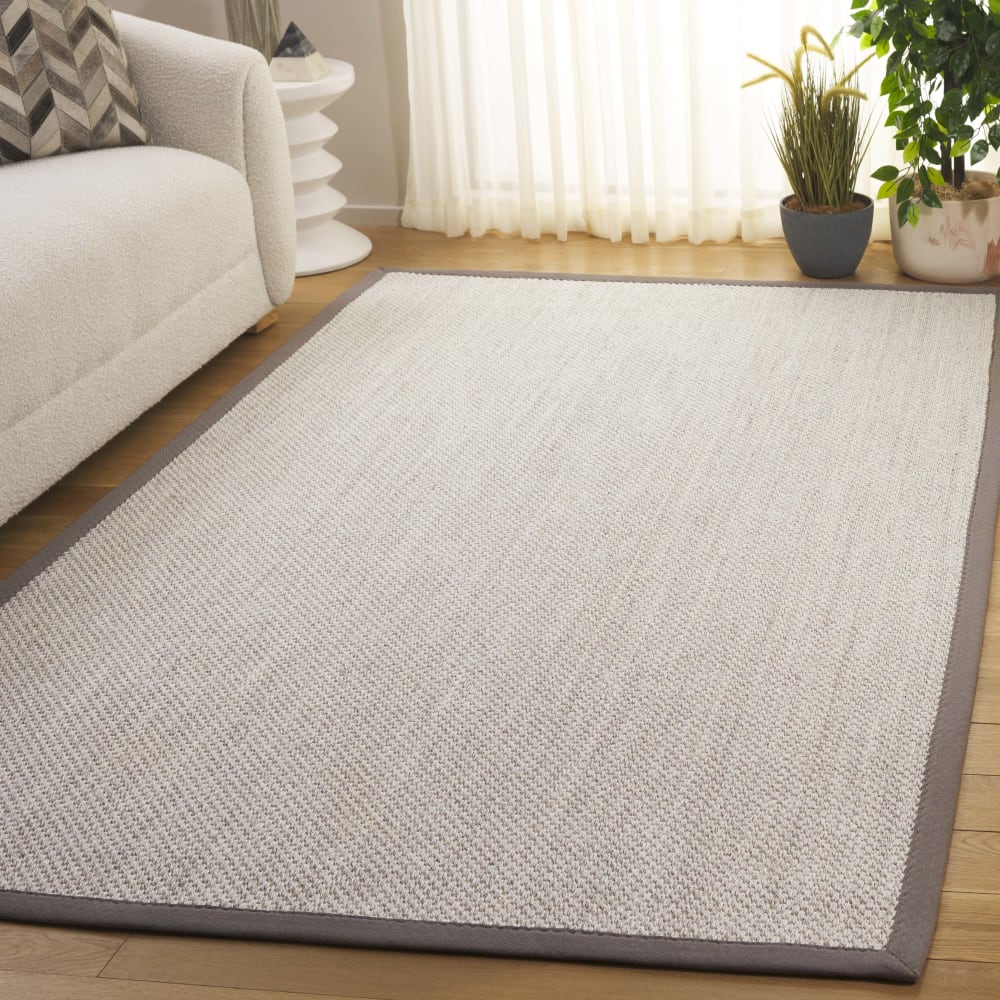 Tapis fibre naturelle en sisal blanc/vert, 152 x 244 cm — vue 3